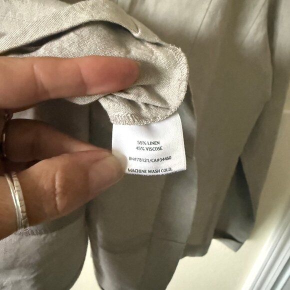 Eileen Fisher Gray Tie-Front Lightweight Linen Blend Jacket Sz Medium - Picture 5 of 7